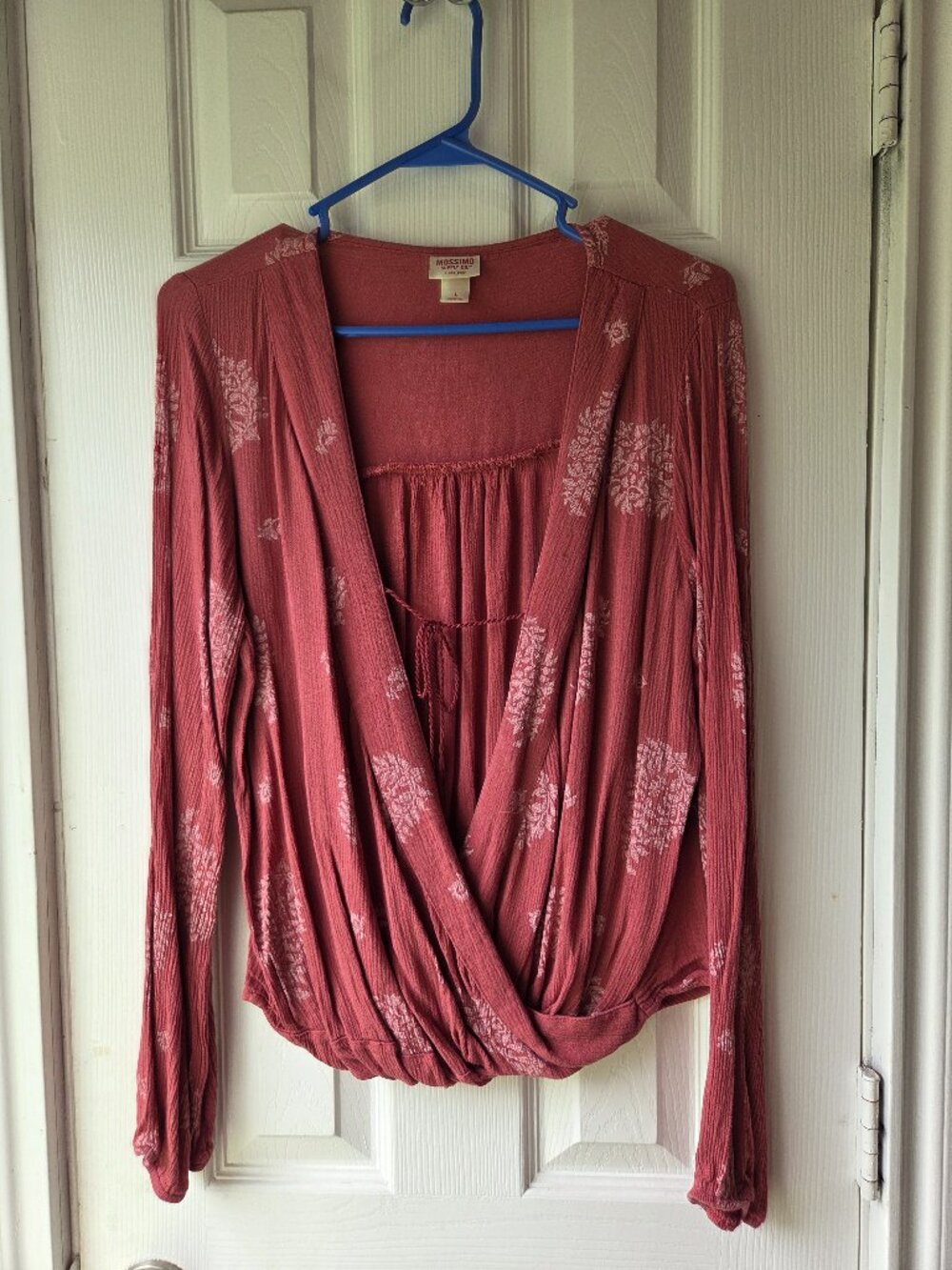 Mossimo Supply Company Gauze Long Sleeve Surplice Top Large